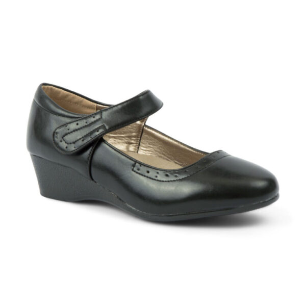 TTP Classic Ladies Wedge Heel Courts with Loop and Hook Strap - Image 3