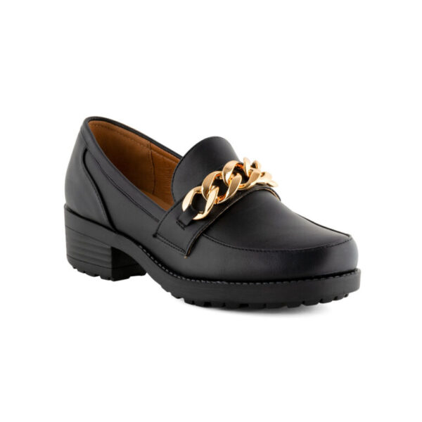 Alxir Ladies Slip On Platform Loafers with Chain Decor