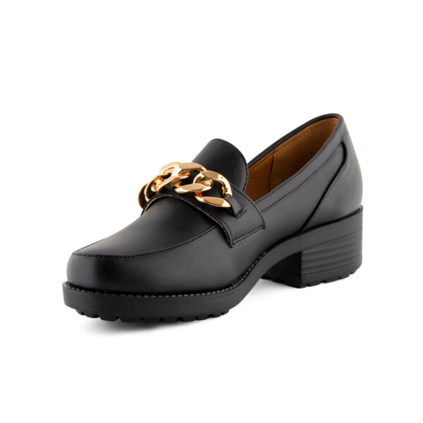 Alxir Ladies Slip On Platform Loafers with Chain Decor - Image 3