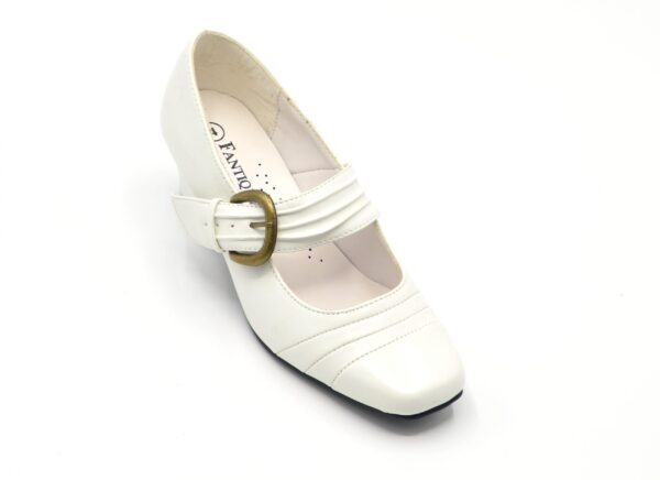 Fantique Square Toe Block Heel Courts with Buckle - Image 4