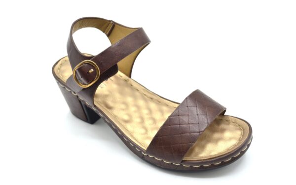 TTP Ladies Ankle Strap Block Heel Sandals with a Patterned Strap - Image 7