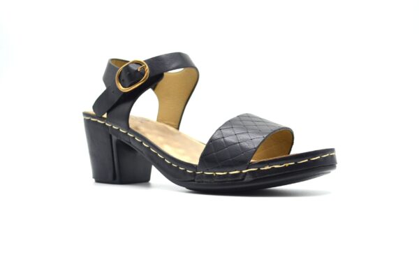 TTP Ladies Ankle Strap Block Heel Sandals with a Patterned Strap - Image 9