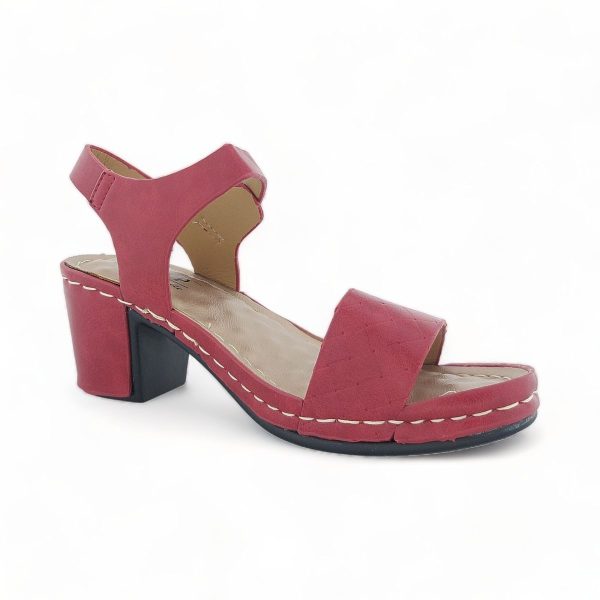 TTP Ladies Ankle Strap Block Heel Sandals with a Patterned Strap - Image 2