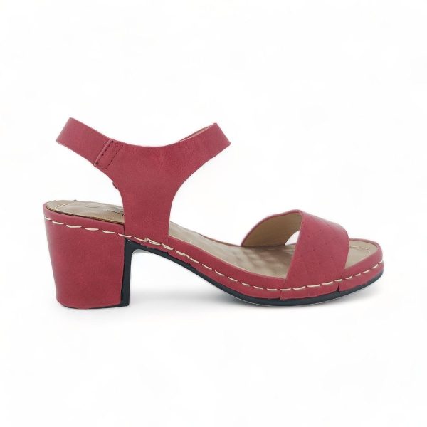 TTP Ladies Ankle Strap Block Heel Sandals with a Patterned Strap - Image 6