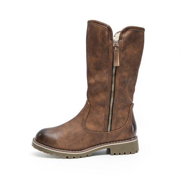 TTP Trendy Dual Side Zipper Mid Calf Boot with Fur Lining XB8226 - Image 21