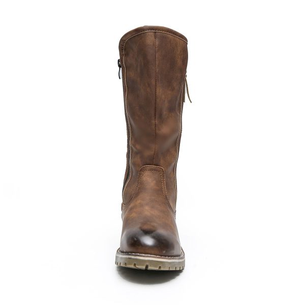 TTP Trendy Dual Side Zipper Mid Calf Boot with Fur Lining XB8226 - Image 19