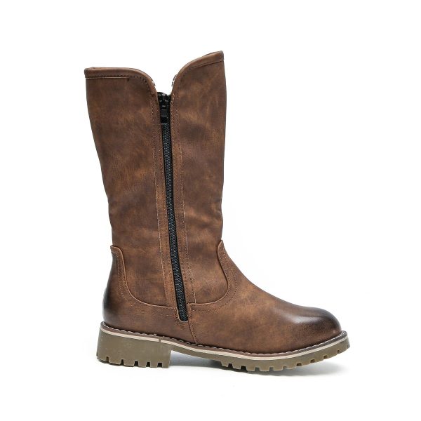 TTP Trendy Dual Side Zipper Mid Calf Boot with Fur Lining XB8226 - Image 17