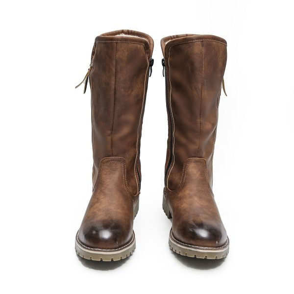 TTP Trendy Dual Side Zipper Mid Calf Boot with Fur Lining XB8226 - Image 16