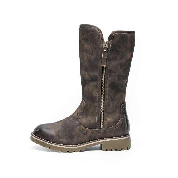 TTP Trendy Dual Side Zipper Mid Calf Boot with Fur Lining XB8226 - Image 15