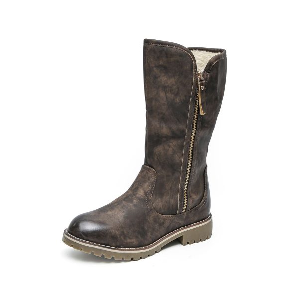 TTP Trendy Dual Side Zipper Mid Calf Boot with Fur Lining XB8226 - Image 14
