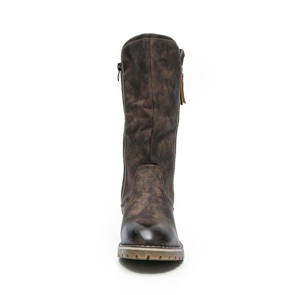 TTP Trendy Dual Side Zipper Mid Calf Boot with Fur Lining XB8226 - Image 13
