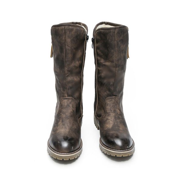 TTP Trendy Dual Side Zipper Mid Calf Boot with Fur Lining XB8226 - Image 10