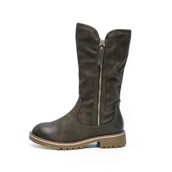 TTP Trendy Dual Side Zipper Mid Calf Boot with Fur Lining XB8226 - Image 9