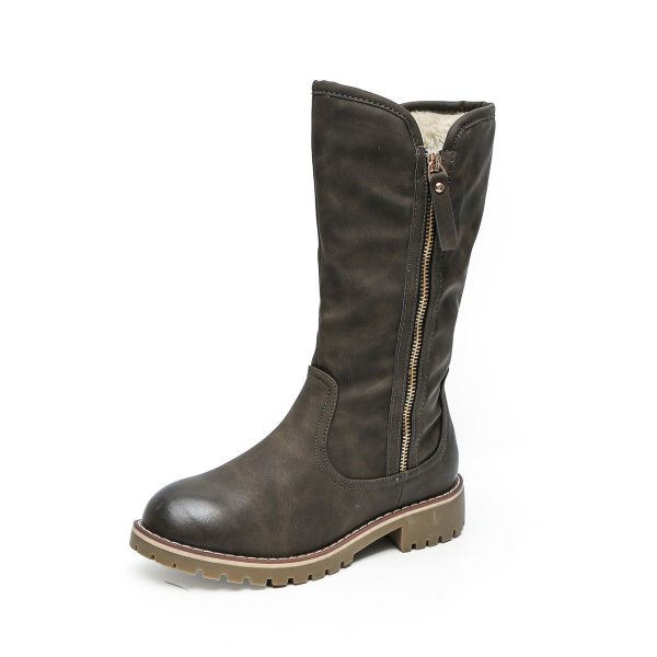 TTP Trendy Dual Side Zipper Mid Calf Boot with Fur Lining XB8226 - Image 8