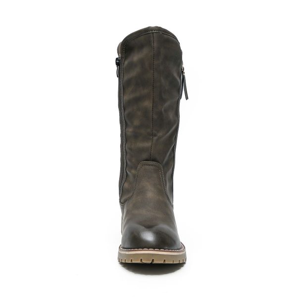 TTP Trendy Dual Side Zipper Mid Calf Boot with Fur Lining XB8226 - Image 7