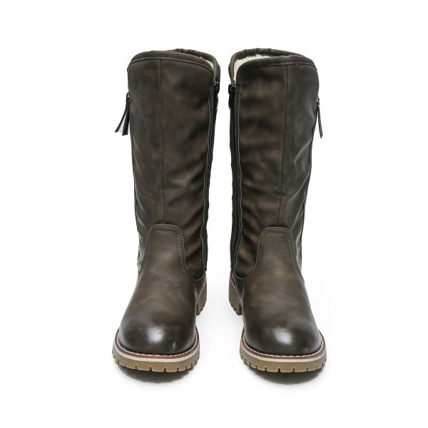 TTP Trendy Dual Side Zipper Mid Calf Boot with Fur Lining XB8226 - Image 4