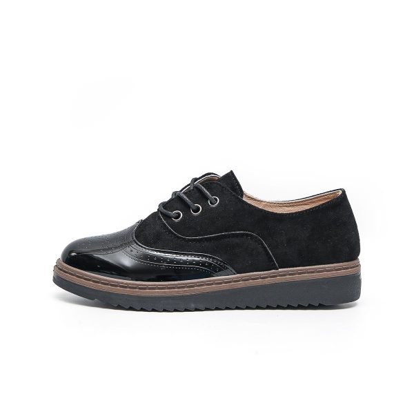 TTP Ladies Lace-Up Brogue with Patent Shoe Toe XB303 - Image 2