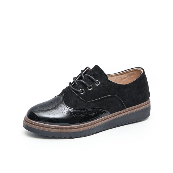 TTP Ladies Lace-Up Brogue with Patent Shoe Toe XB303 - Image 3