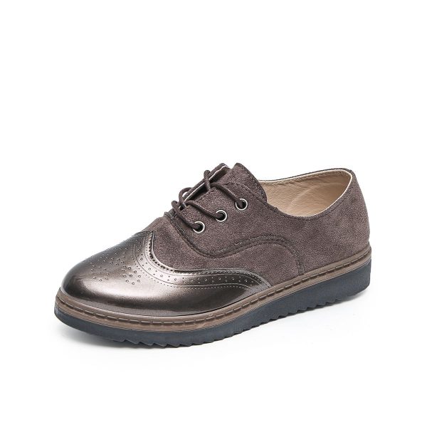 TTP Ladies Lace-Up Brogue with Patent Shoe Toe XB303 - Image 14