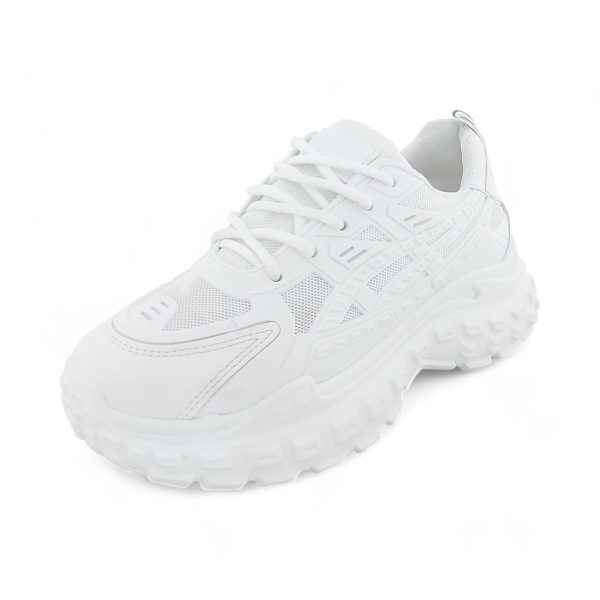 Women PU Pure White Platform Sneakers - Image 4