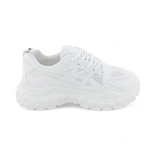 Women PU Pure White Platform Sneakers - Image 2