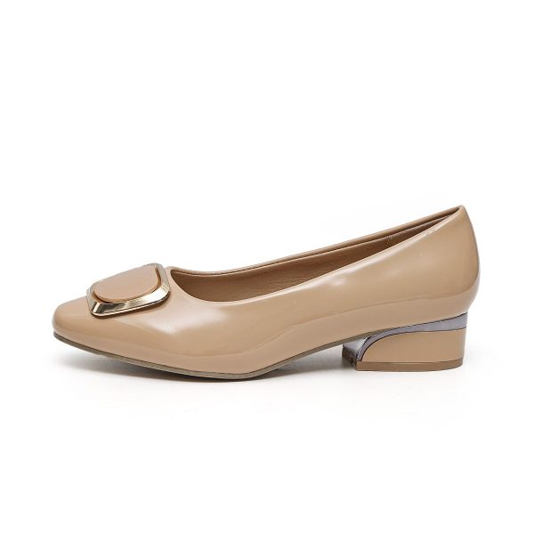 TTP Low Block Heel Patent PU Courts with Square Decor JSF61 - Image 5