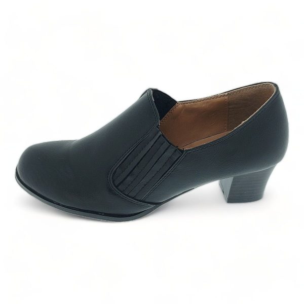 Block Heel Courts with Elasticated Vamp Edge BK8146 - Image 4