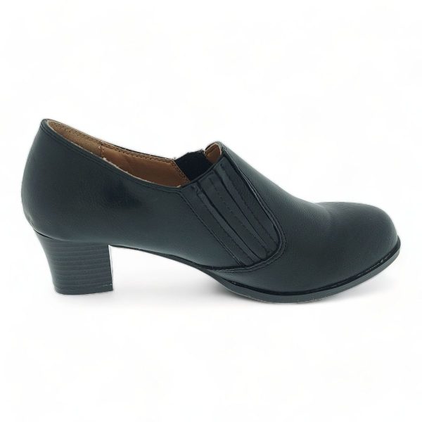 Block Heel Courts with Elasticated Vamp Edge BK8146 - Image 2