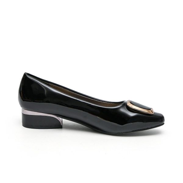 TTP Low Block Heel Patent PU Courts with Square Decor JSF61 - Image 19