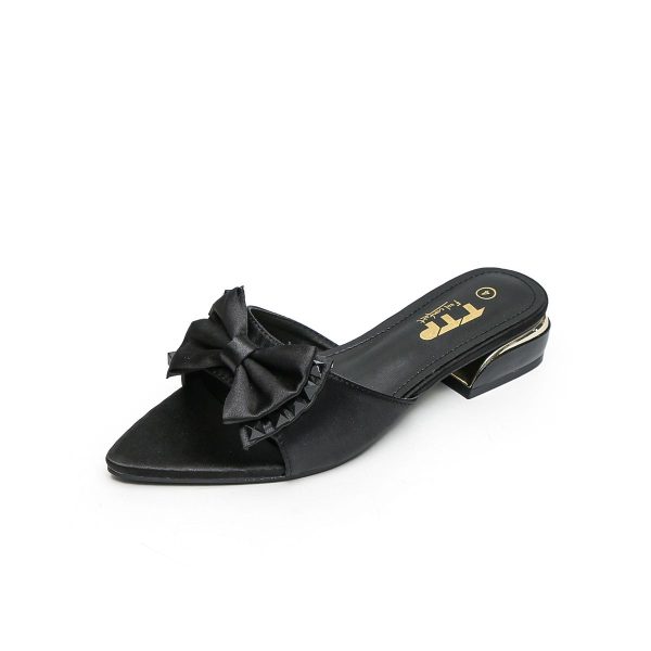 TTP Women Textile Slide Sandals with Bow Decor JSF62 - Image 4