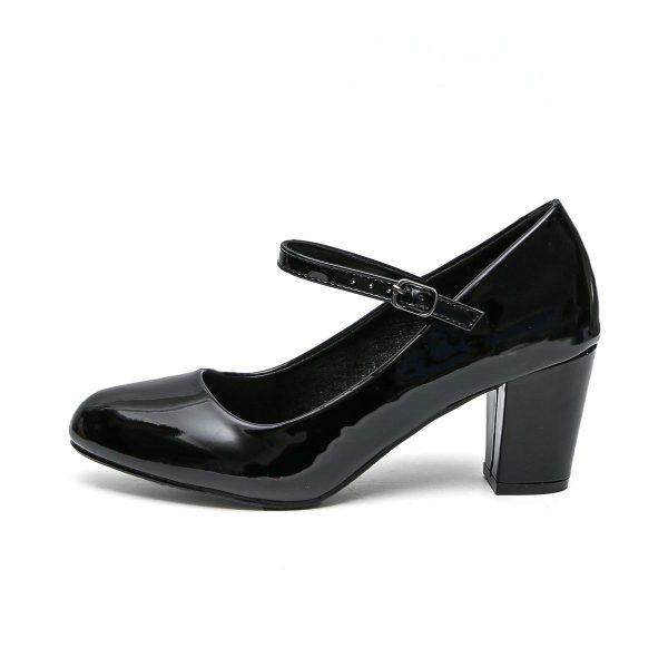 TTP Women Patent PU Block Heel Courts With Ankle Strap JSF66 - Image 17