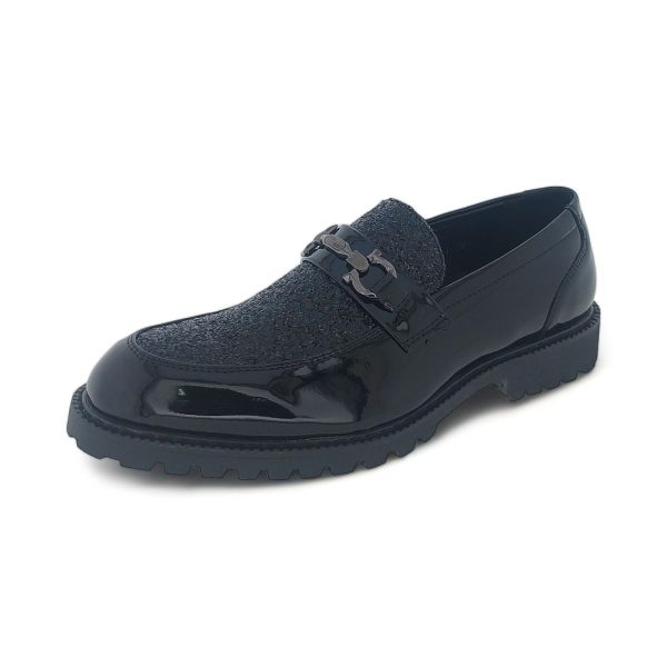 Men's Formal Patent Pu Loafers with Embellished Upper Y970 - Image 4