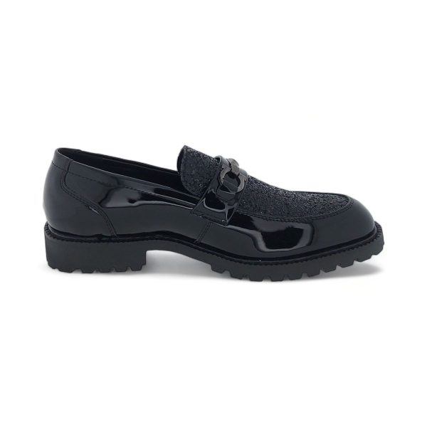 Men's Formal Patent Pu Loafers with Embellished Upper Y970 - Image 2