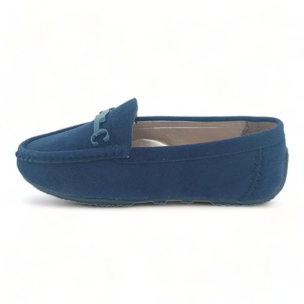 TTP Women Blue Round Toe Suede Moccasin with Decor - Image 3