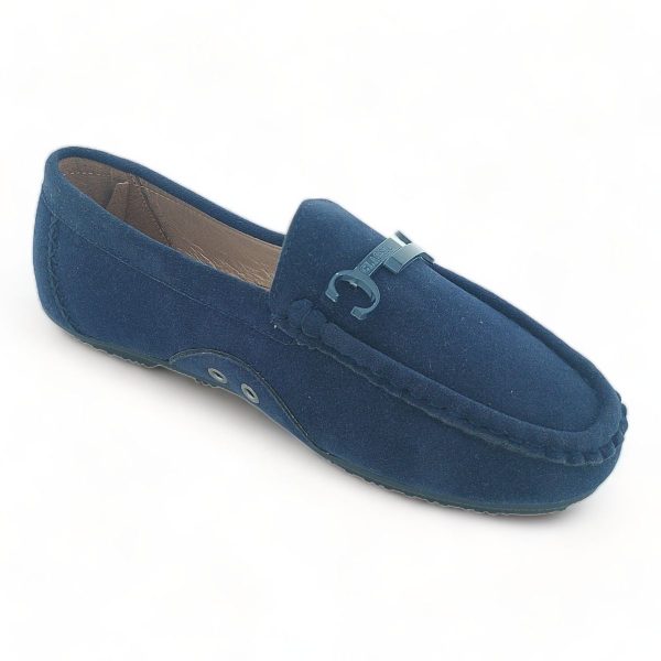 TTP Women Blue Round Toe Suede Moccasin with Decor - Image 4