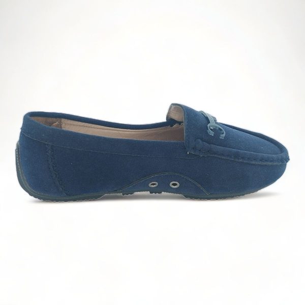 TTP Women Blue Round Toe Suede Moccasin with Decor - Image 2