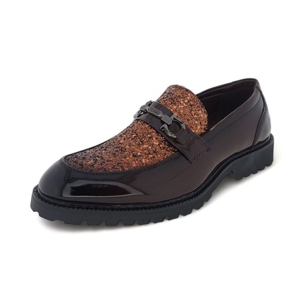 Men's Formal Patent Pu Loafers with Embellished Upper Y970 - Image 9