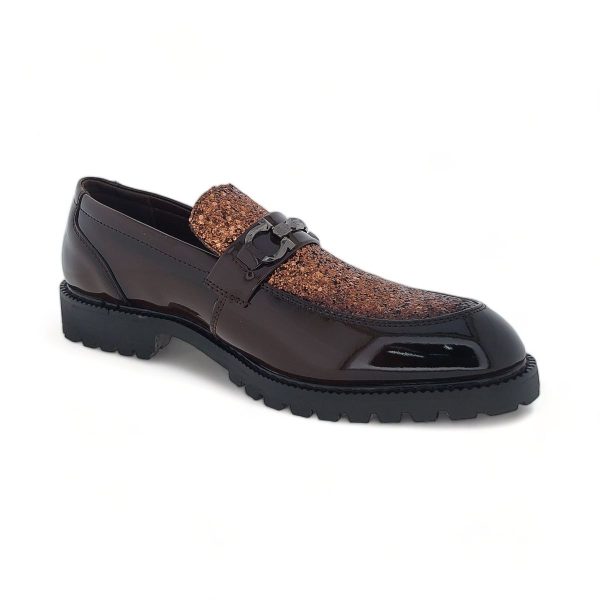 Men's Formal Patent Pu Loafers with Embellished Upper Y970 - Image 7