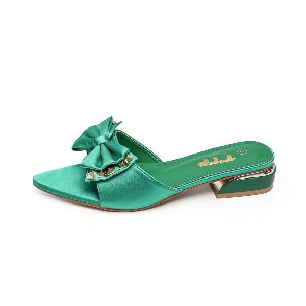 TTP Women Textile Slide Sandals with Bow Decor JSF62 - Image 15