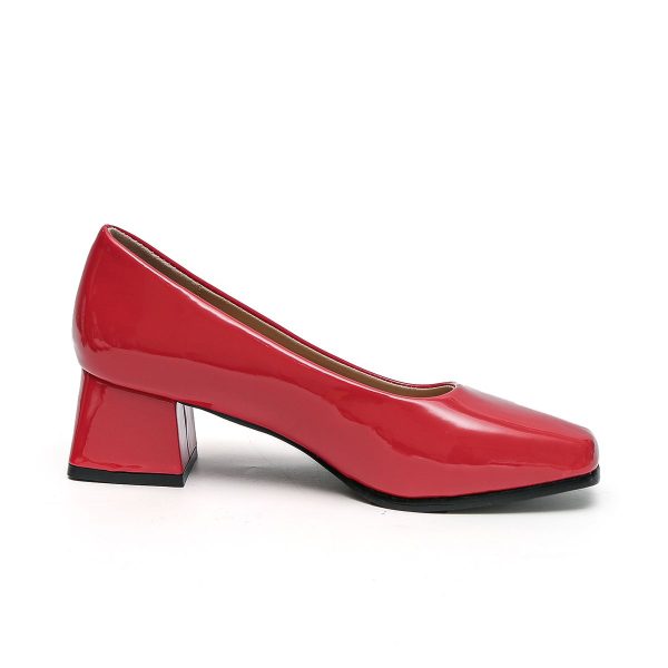 TTP Ladies Square Toe Patent PU Flare Heels JSF57 - Image 13