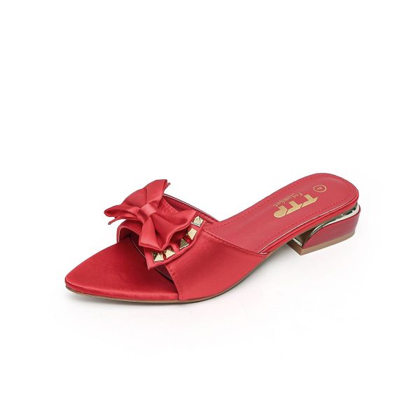 TTP Women Textile Slide Sandals with Bow Decor JSF62 - Image 9