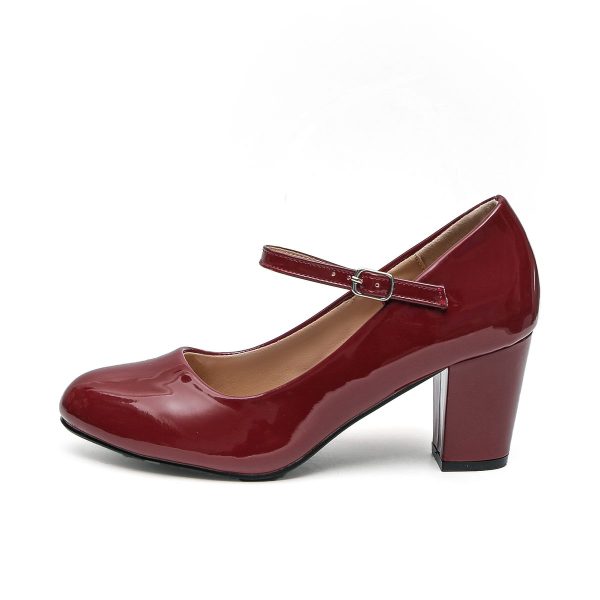 TTP Women Patent PU Block Heel Courts With Ankle Strap JSF66 - Image 11