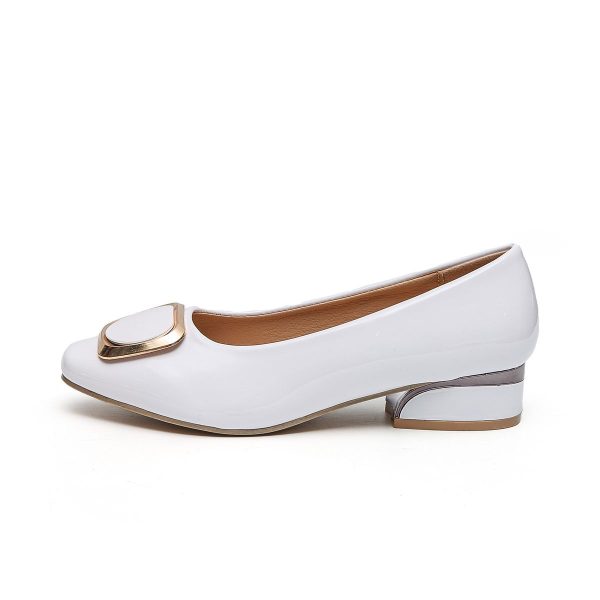 TTP Low Block Heel Patent PU Courts with Square Decor JSF61 - Image 11