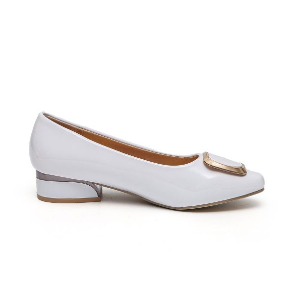 TTP Low Block Heel Patent PU Courts with Square Decor JSF61 - Image 7