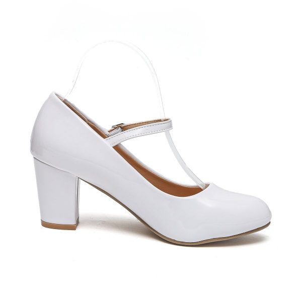 TTP Women Patent PU Block Heel Courts With Ankle Strap JSF66 - Image 2