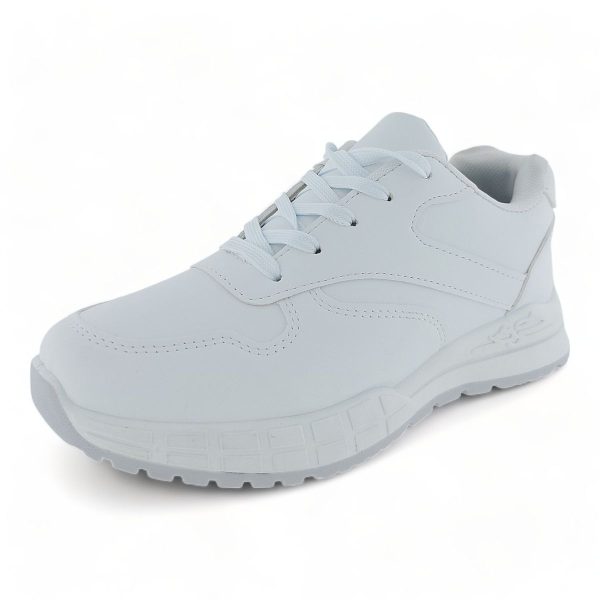 Women White PU Lace-up Casual Sneaker XB230805 - Image 3