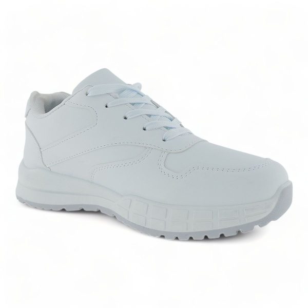 Women White PU Lace-up Casual Sneaker XB230805