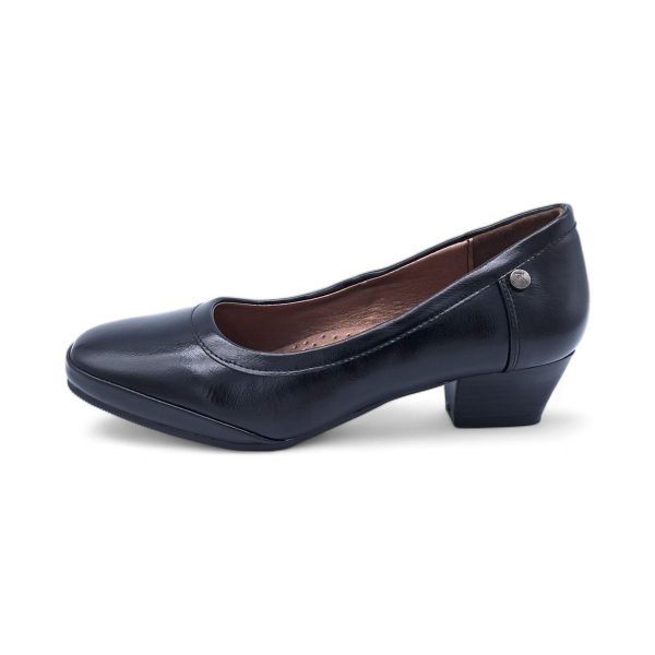 TTP Ladies Low Heel Simple Classic Slip on Court Shoe with Dual Vamp Stitch