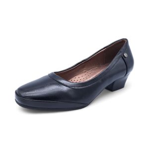 TTP Ladies Low Heel Simple Classic Slip on Court Shoe with Dual Vamp Stitch