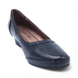 TTP Ladies Low Heel Simple Classic Slip on Court Shoe with Dual Vamp Stitch